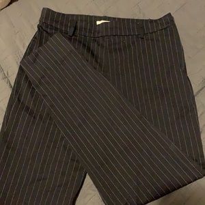 Black slacks with white stripes